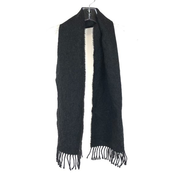 Made in Peru Charcoal Gray Pure Baby Alpaca Tassel Scarf - Picture 1 of 3